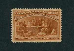 USA Scott # 239 F-VF OG Hinged Columbian 30c US Stamp Cat $225 - Picture 1 of 2