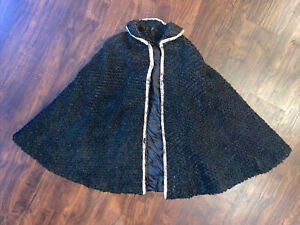 Antique Clothing Turn of Last Century Lambs Wool Woman's Cape Silk/Rayon Lined