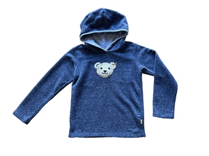 Steiff Knopf Im Ohr Fuzzy Teddy Bear Hoodie Sweatshirt Kids Size 6 , 116 cm Blue - Picture 1 of 8