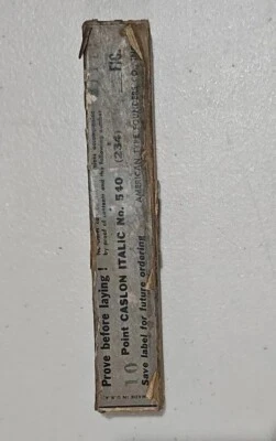 American Type Founders 10 Point Caslon Italic No. 540 (234) Unused Original Box  - Image 1 of 4