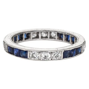 5/8Ctw White Round Cut Simulated Diamond Full Eternity Wedding 925 Silver Band - Picture 1 of 4