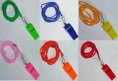 Plastic Whistle Lifegards Referee Sports Blowing Whistle With Coloured Cord - Image 1 of 4
