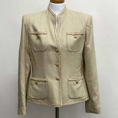 Herbert Grossman by Cynthia Sobel Women's Jacket Beige Size 12 100% Silk - Image 1 of 4