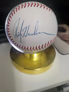 Autografo baseball firmato Rickey Henderson Rawlings Oakland Athletics Yankees - Foto 1 di 3
