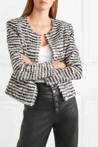 IRO Emotion Women's Open Front Boucle Tweed Jacket Blazer Black/Ivory - 40/18W - Picture 1 of 21
