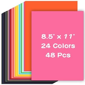 Colored Cardstock 48 Sheets Assorted Colors A4 Size Cardstock Paper 8.5" x 11... - Picture 1 of 7