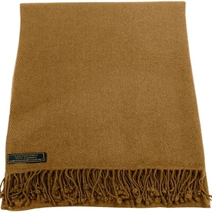Chal Pashmina Marrón Camello 100% Cachemira Bufanda Estolada Hecha a Mano Nepal CJ Ropa - Imagen 1 de 12