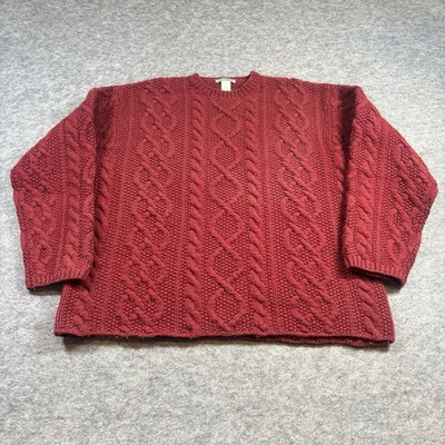 Vtg J Crew Oarsman Cable Knit Sweater Mens XL (fits XXL) Wool Fisherman Red - Image 1 of 4