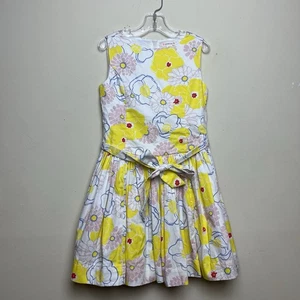 J. Crew Crewcuts Girls White floral sleeveless Sundress Yellow Pink Blue Poppy 6 - Picture 1 of 14