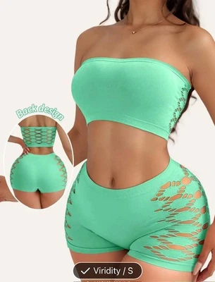 2 pc Women's Bohemian Lingerie Set Strapless Bra & Matching Briefs, Gym, Parties - Image 1 of 4