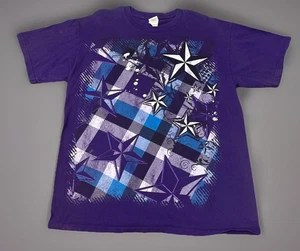 Vintage Y2K Cyber Skater Grunge Goth Emo Punk Purple Stars T-Shirt Large - Picture 1 of 7