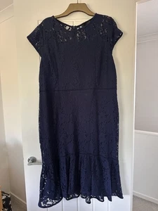 Luxe Dorothy perkins size 20 womens lace floral navy midi dress occasion wedding - Picture 1 of 10