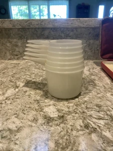 6 Set Vintage Tupperware Nesting Measuring Cups Sheer White Stacking Made In USA - Picture 1 of 1