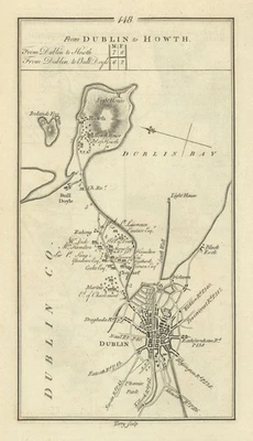 #148 Dublin to Howth. Baldoyle Clontarf Raheny Blackrock TAYLOR/SKINNER 1778 map - Image 1 of 2