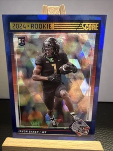 2024 Panini Score JAVON BAKER BLUE Cubic Rookie Refractor 24/120 🔥🔥 Patriots - Picture 1 of 3