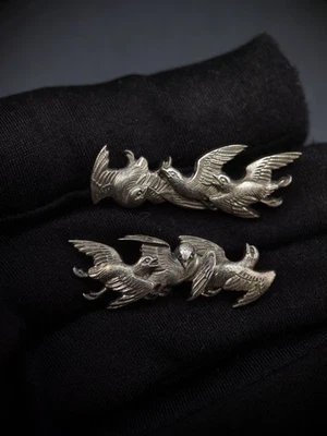 Menuki de tres pajaritos de plata tipo japonés para wakziashi, Y172 Foto 1 de 4