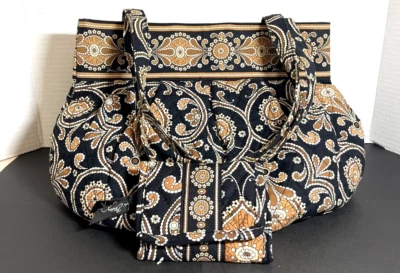 2 piece Fall Brown/Black Boho Paisley Bag & Wallet PreOwn RETIRED Vera Bradley ￼ - Image 1 of 4