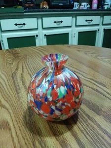 IRIDESCENT HAND BLOWN GLASS OIL LAMP Art Glass ~ 3.5" Splatter - Picture 1 of 12