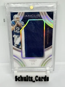 2016 Panini Immaculate Andrew Luck Jumbo 2 Color Patch 1/5 1/1 Bookend Game Used - Picture 1 of 3