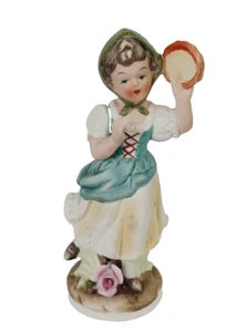 Antique Girl Sculpture Victorian Clothes Figure Mid 20th Century Rare 5" Decor - Picture 1 of 5