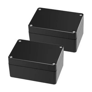 PINFOX 2 Pack Black Waterproof Plastic Project Box ABS IP65 Electronic Juncti... - Picture 1 of 7
