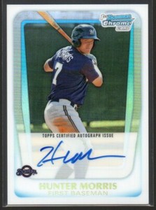 Hunter Morris 2011 Bowman Chrome Prospect Autograph Refractor #BCP130 436/500 #2