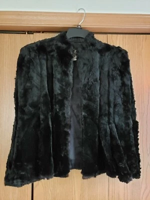 Women's Vintage 60's 70's Lincoln Furs Black Fur Jacket Rabbit? Size M - Image 1 of 4
