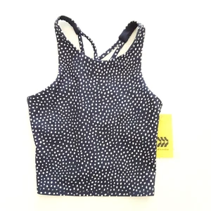 All In Motion Girls Size S (6/7) Cropped Tank Top Navy Blue Polka Dot - Picture 1 of 8