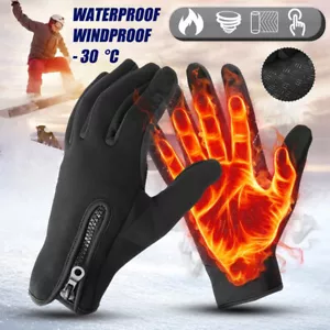 Men Women Thermal Waterproof Winter Warm Gloves Touch Screen Sports Mittens S-XL - Picture 1 of 9