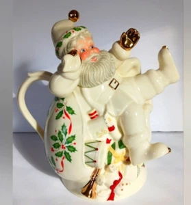 MIB Lenox Holiday Santa Teekanne 6047484 Weihnachten akzentuiert 24K Gold - Bild 1 von 8
