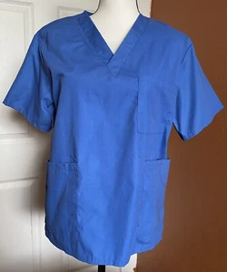 NATURAL UNIFORMS BLUE SCRUB TOP 3 POCKETS S/S SZ XS - Picture 1 of 7