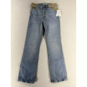 NWT Free People We The Free Women Sz 24 Lace Distressed Fly Button Jeans - Picture 1 of 10