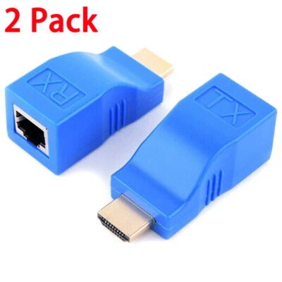 4K 1080P HDMI Extender to RJ45 Over Cat 5e/6 Network LAN Ethernet Adapter 2PCS ↖ - Image 1 of 4