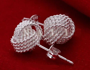 Pendientes piercing entrelazados de plata 925 para mujer regalo de moda - Imagen 1 de 4