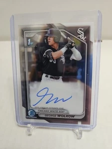 2024 BOWMAN CHROME GEORGE WOLKOW 1ST BOWMAN AUTO WHITE SOXS - Picture 1 of 2