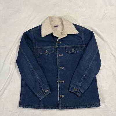 VIntage Big Mac Jacket Mens XL Blue Trucker Sherpa Lined Denim Workwear Denim 48 - Image 1 of 4
