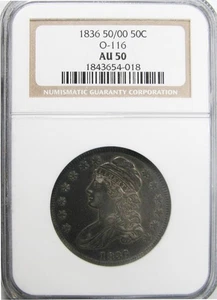 1836 50/00 Capped Bust Half Dollar NGC AU-50 O-116 - Picture 1 of 2