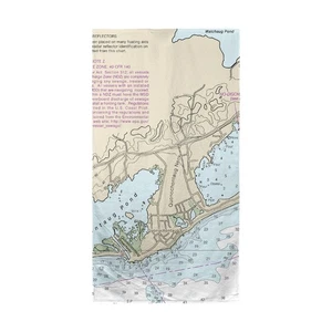 Betsy Drake Block Island Sound - Quonochontaug, RI Nautical Map Beach Towel - Picture 1 of 1