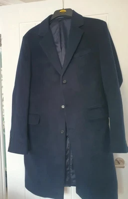 M&S Men's Crombie Style Wool Coat Size Large 41" / 43"Navy Blue Bargain - Image 1 of 4
