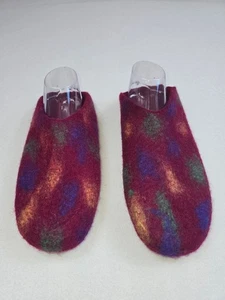 Wollfilz Hausschuhe buntes gepunktetes Design Damengröße 9-10 warm Hallenschuh - Bild 1 von 6