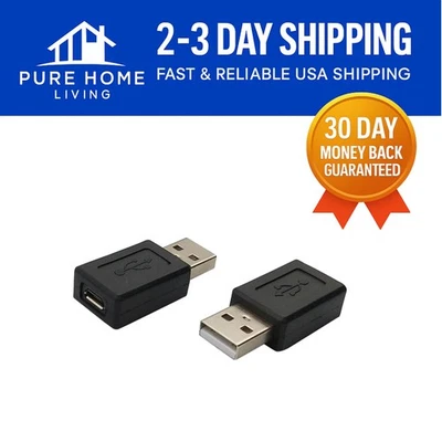 2-Pack USB 2.0 Male to Micro USB Female Adapter | Versatile Device Connectivity - Image 1 of 4