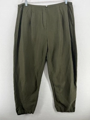 Брюки EILEEN FISH L льняные шелковые холщовые плиссированные прямые брюки зеленые - Изображение 1 из 4