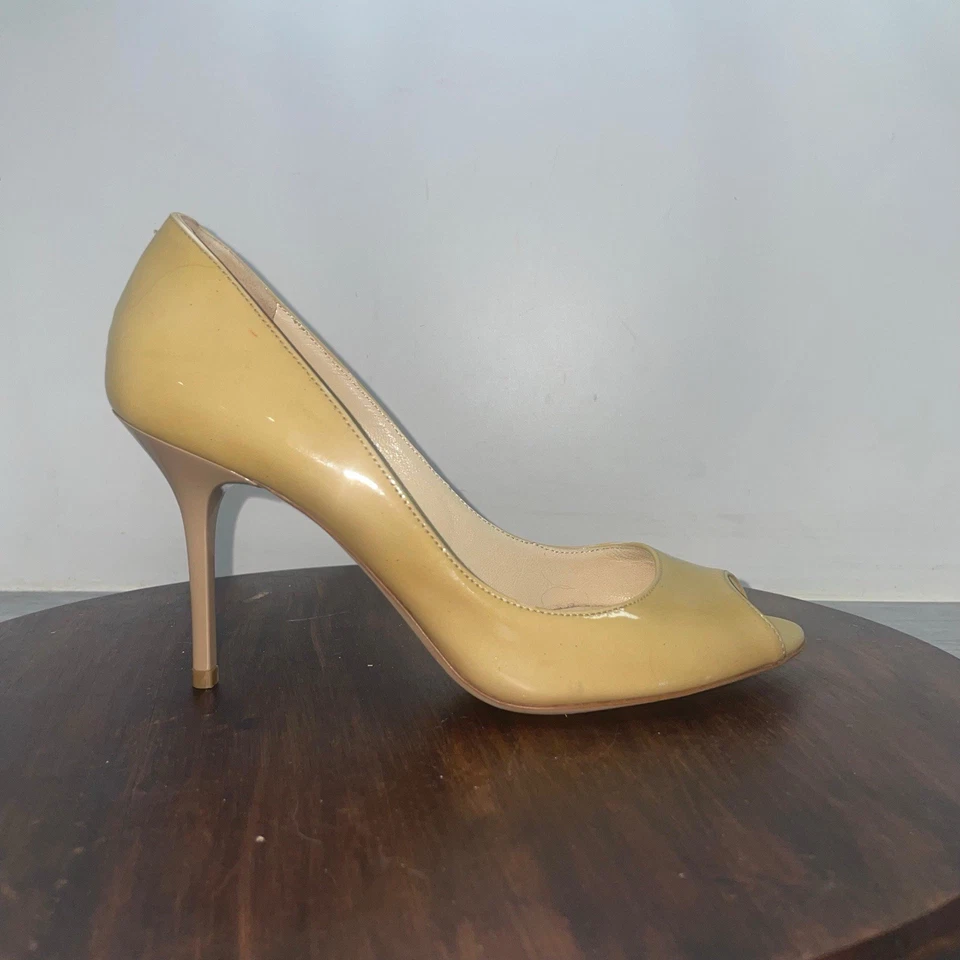 Jimmy Choo Mujer Charol Mostaza Tacones Altos Peep Toe Talla EU 35.5 US 5.5 Foto 1 de 4