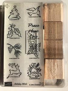Stampin Up Holiday Minis 2002 Rubber Stamps Christmas Set 8 New Cards Albums - Foto 1 di 5