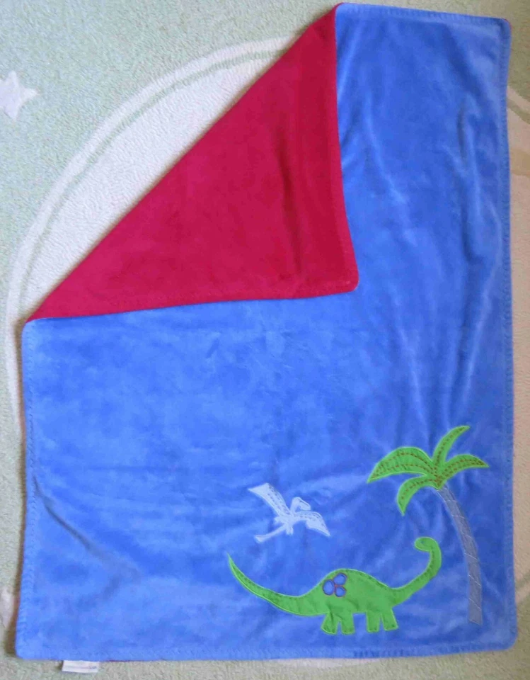 Manta Pottery Barn Niños Dinosaurio Palmera Azul Rojo Gamuza Felpa Bebé Niño Usada en Excelente Condición Foto 1 de 4