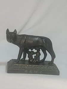 Vintage Bronzeskulptur Kapitolin sie Wolf säugende römische Zwillinge italienische Statue - Bild 1 von 23