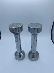 Vintage Joe Weider Chrom Hanteln Schrauben auf Gewichte Paar 2 - 6 Pfund je - Bild 1 von 3