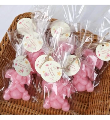 24 Jabón Elefante Rosa Fiesta Revelar Niña Bebé Fiesta Favores Bautizo Bolsas Etiquetas Regalo Foto 1 de 4