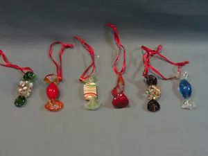 6 ORNAMENTI CARAMELLE VINTAGE IN VETRO SOFFIATO A MANO - Foto 1 di 4
