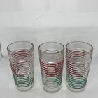 Lot Of 3 Anchor Hocking Golden Harvest Infinity Glass Tumbler Stripes Green Red